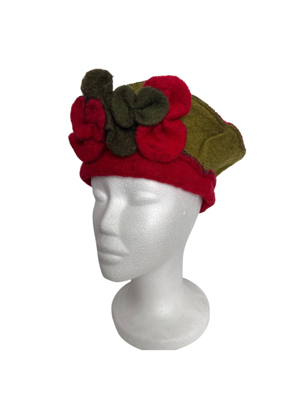 Vintage 1990s Italian Felt Rose Statement Hat Platania Wool Blend